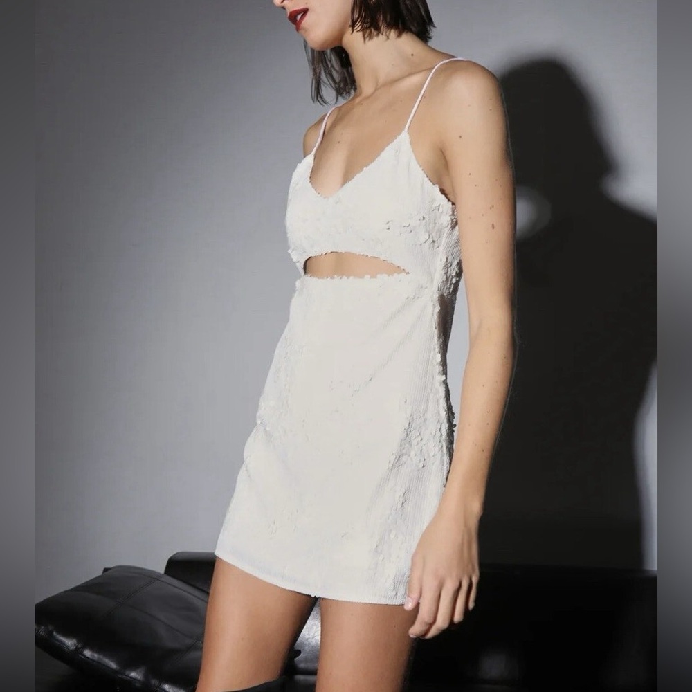 Walter Baker NWT Ivory Allira Cloud Sequin Cutout Mini Dress